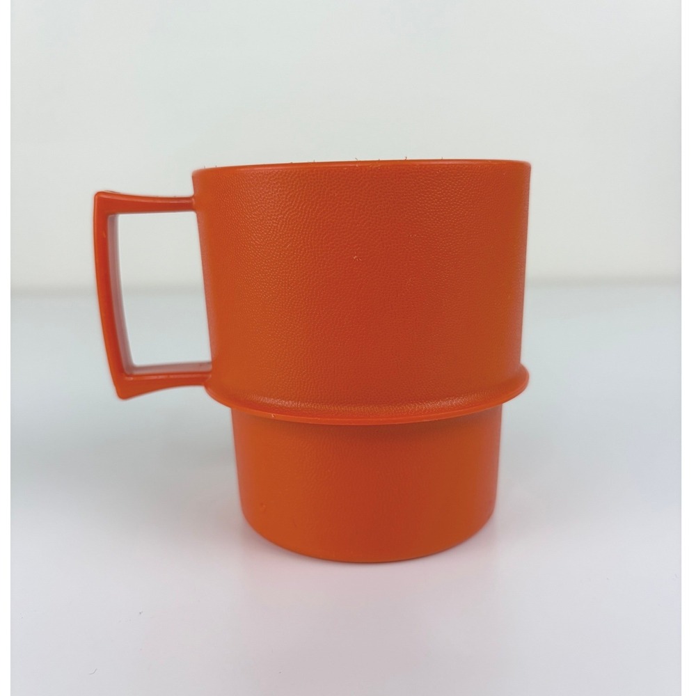 Vintage Tupperware 1312-50 Orange Stackable Coffee Mug Cup Made in USA 1970s